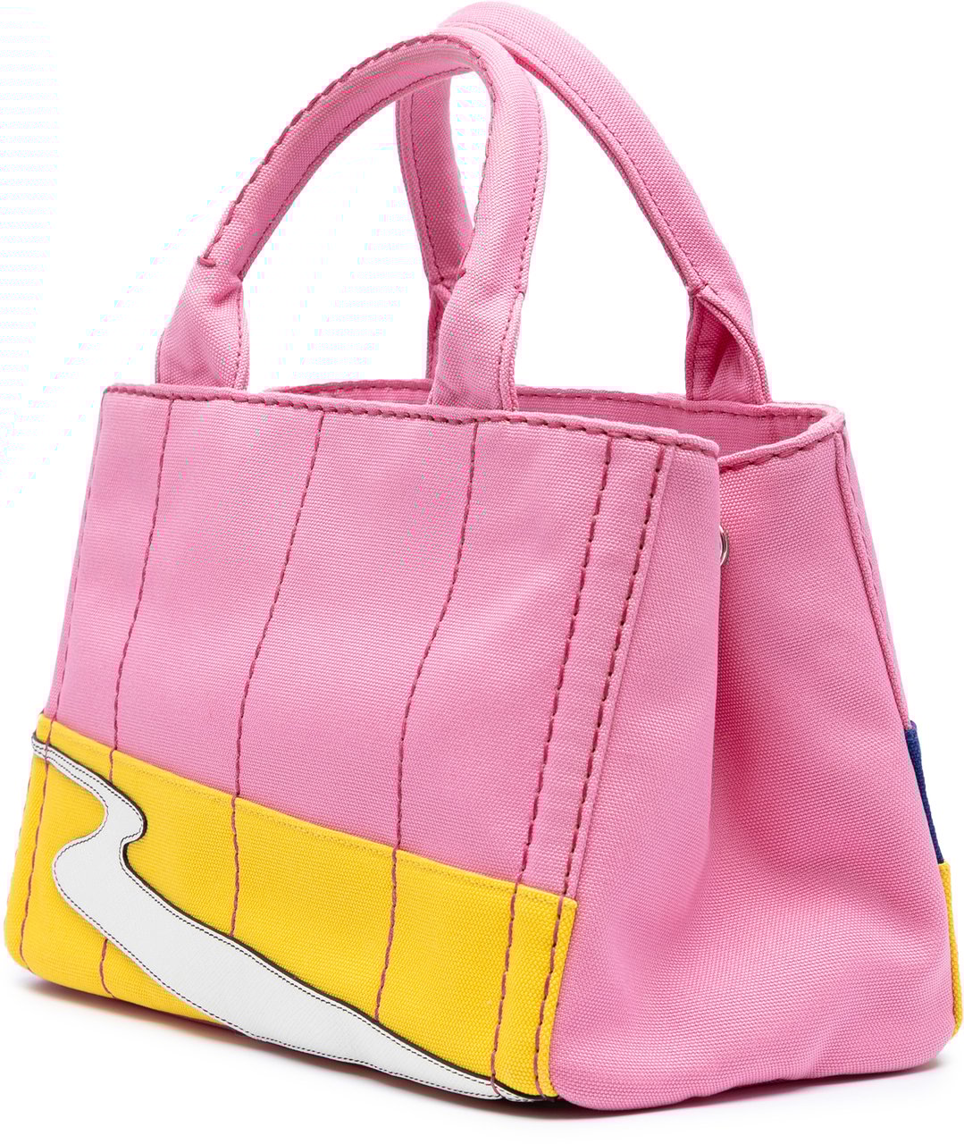 Prada Small Canvas Canapa Desert Motif Patch Satchel Roze
