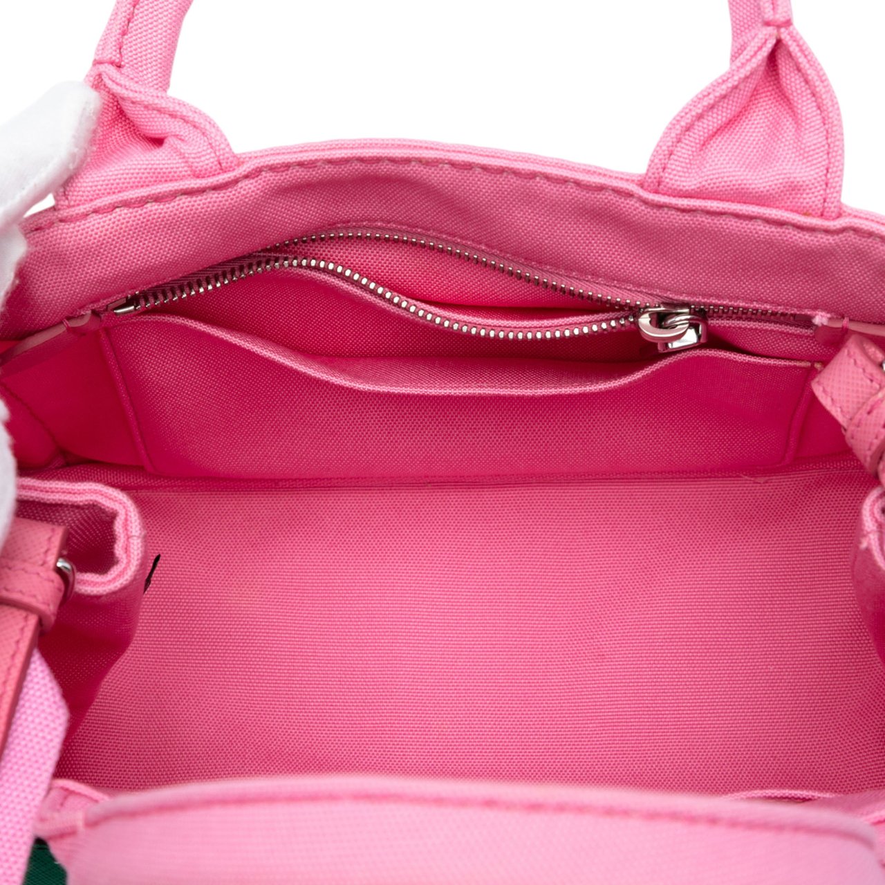 Prada Small Canvas Canapa Desert Motif Patch Satchel Roze