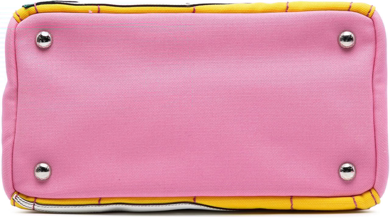 Prada Small Canvas Canapa Desert Motif Patch Satchel Roze