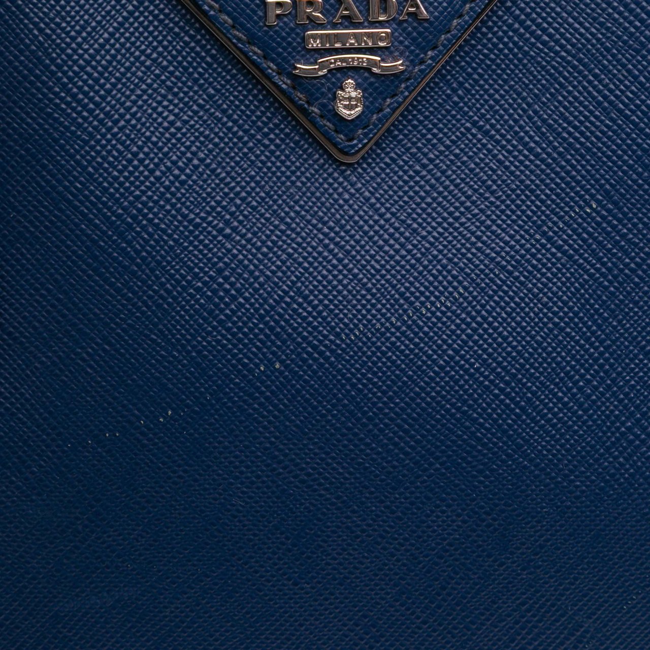 Prada Medium Bicolor Saffiano Lux Galleria Double Zip Satchel Blauw