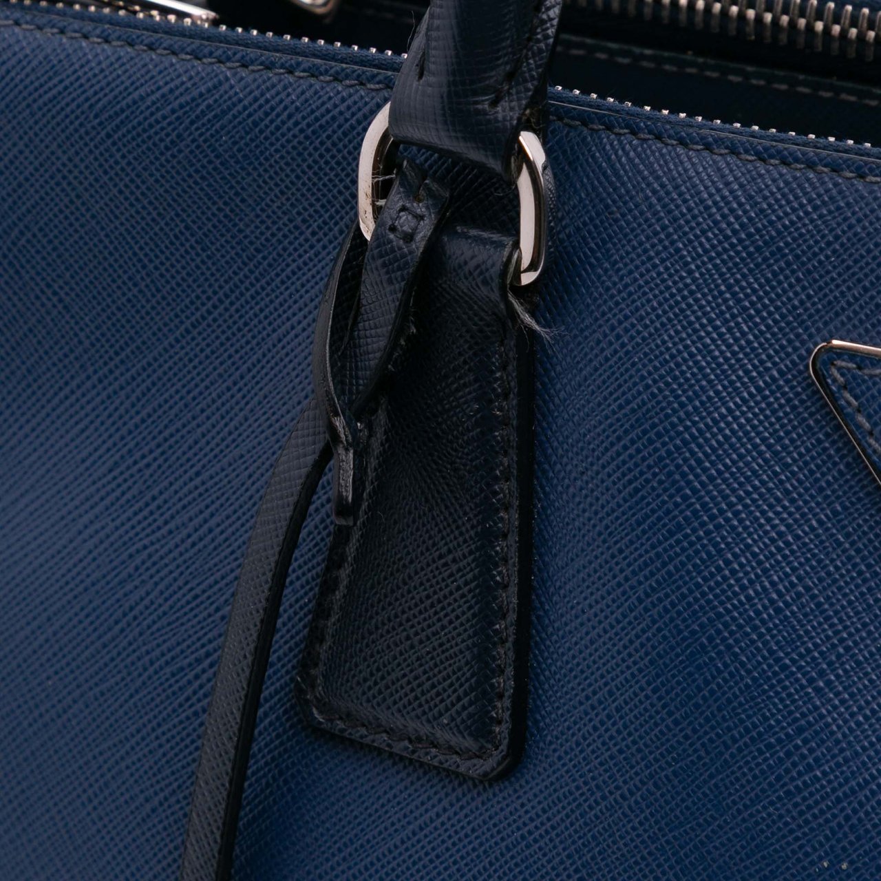Prada Medium Bicolor Saffiano Lux Galleria Double Zip Satchel Blauw