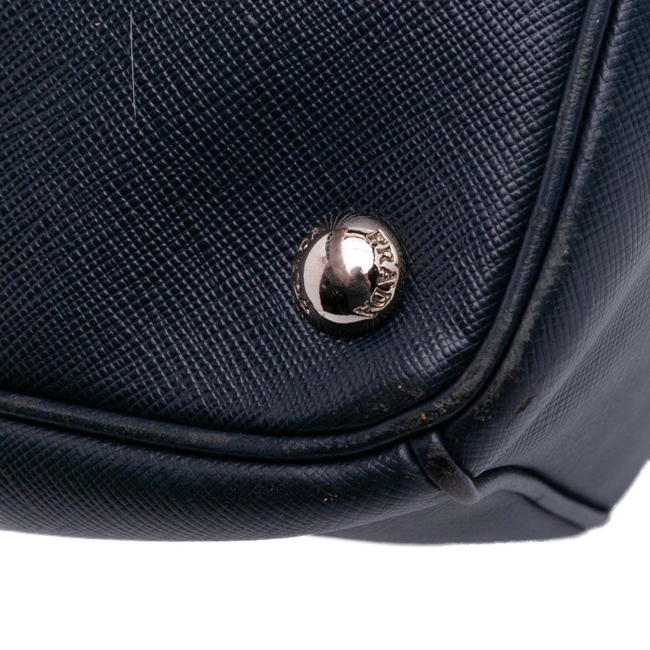 Prada Medium Bicolor Saffiano Lux Galleria Double Zip Satchel Blauw
