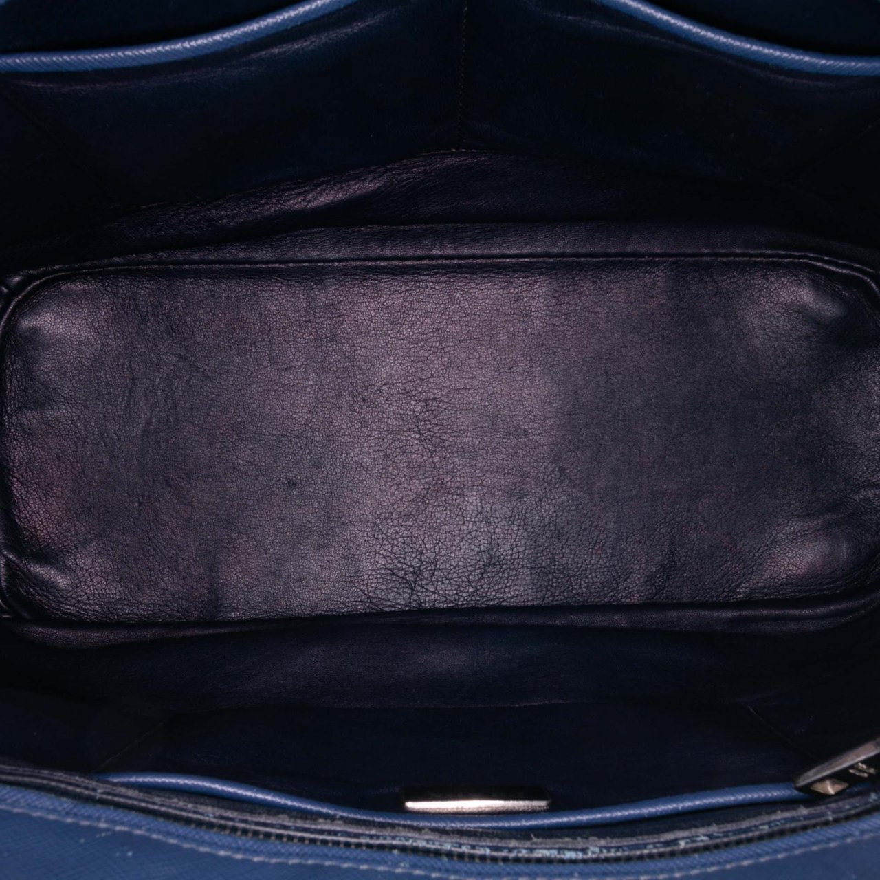 Prada Medium Bicolor Saffiano Lux Galleria Double Zip Satchel Blauw