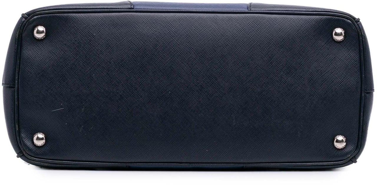 Prada Medium Bicolor Saffiano Lux Galleria Double Zip Satchel Blauw
