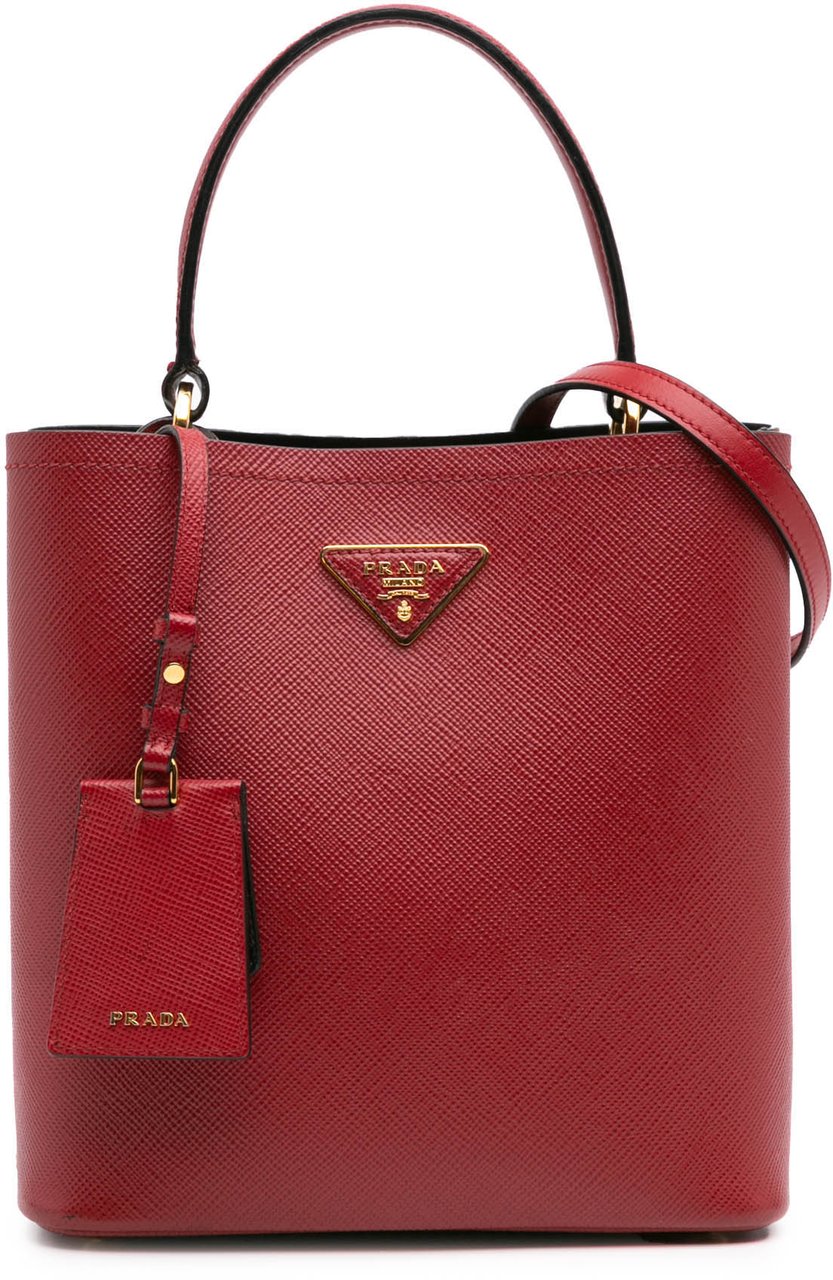 Prada Medium Saffiano Cuir Panier Satchel Rood