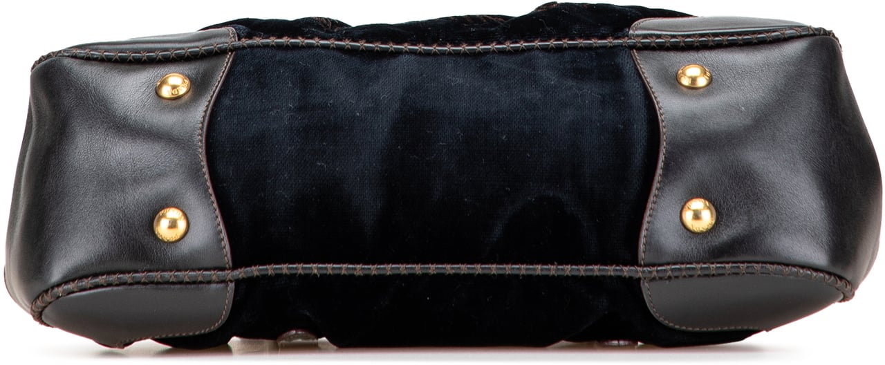 Prada Velvet Logo Frame Shoulder Bag Zwart