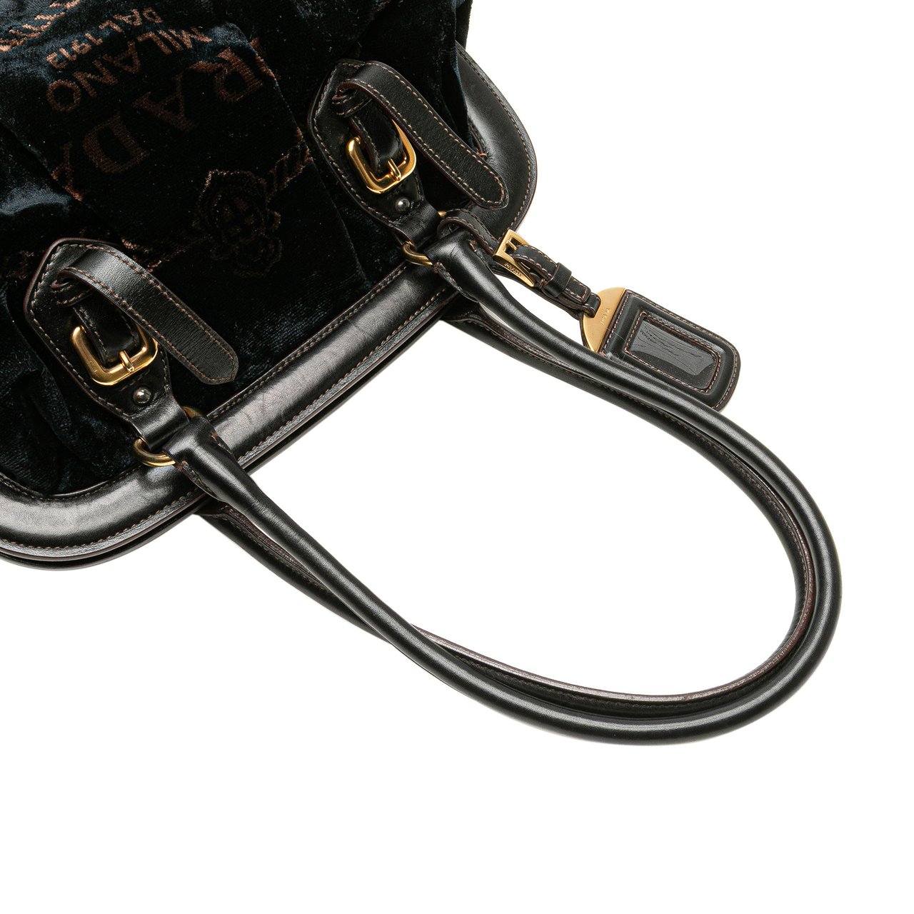 Prada Velvet Logo Frame Shoulder Bag Zwart