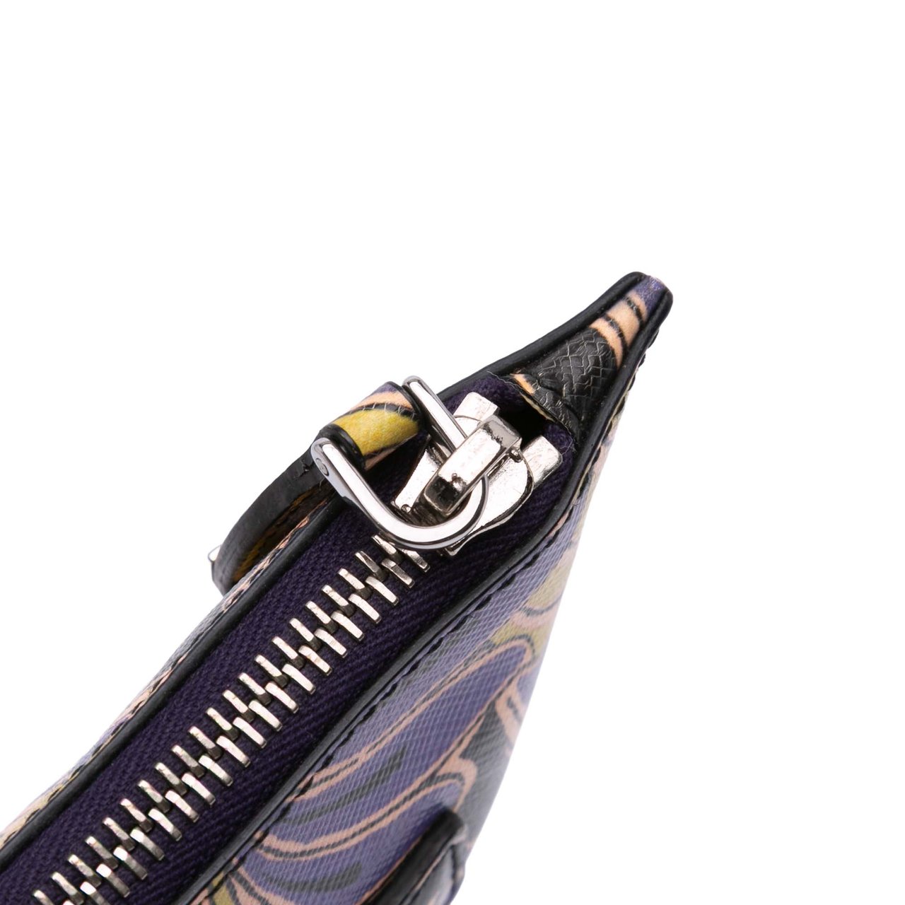 Prada Saffiano Stampa Floral Clutch Geel