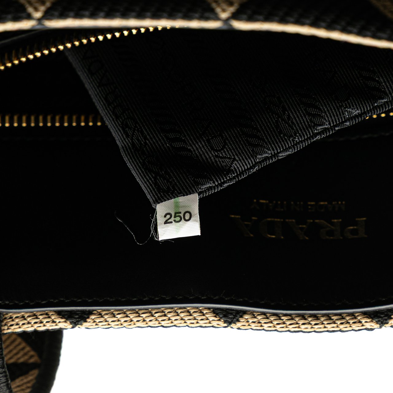 Prada Embroidered Canvas Triangolo Symbole Shopping Tote Bruin