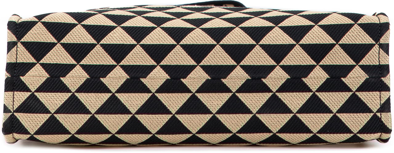 Prada Embroidered Canvas Triangolo Symbole Shopping Tote Bruin