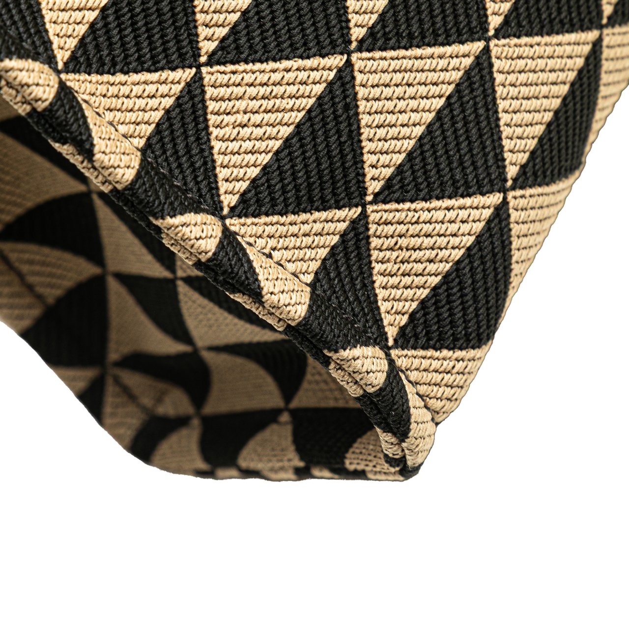 Prada Embroidered Canvas Triangolo Symbole Shopping Tote Bruin