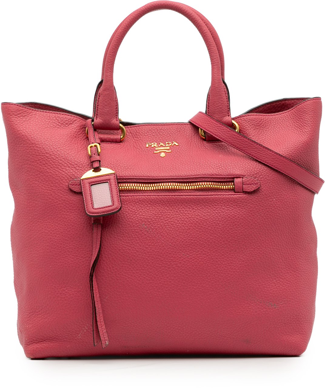 Prada Vitello Daino Open Convertible Tote Roze