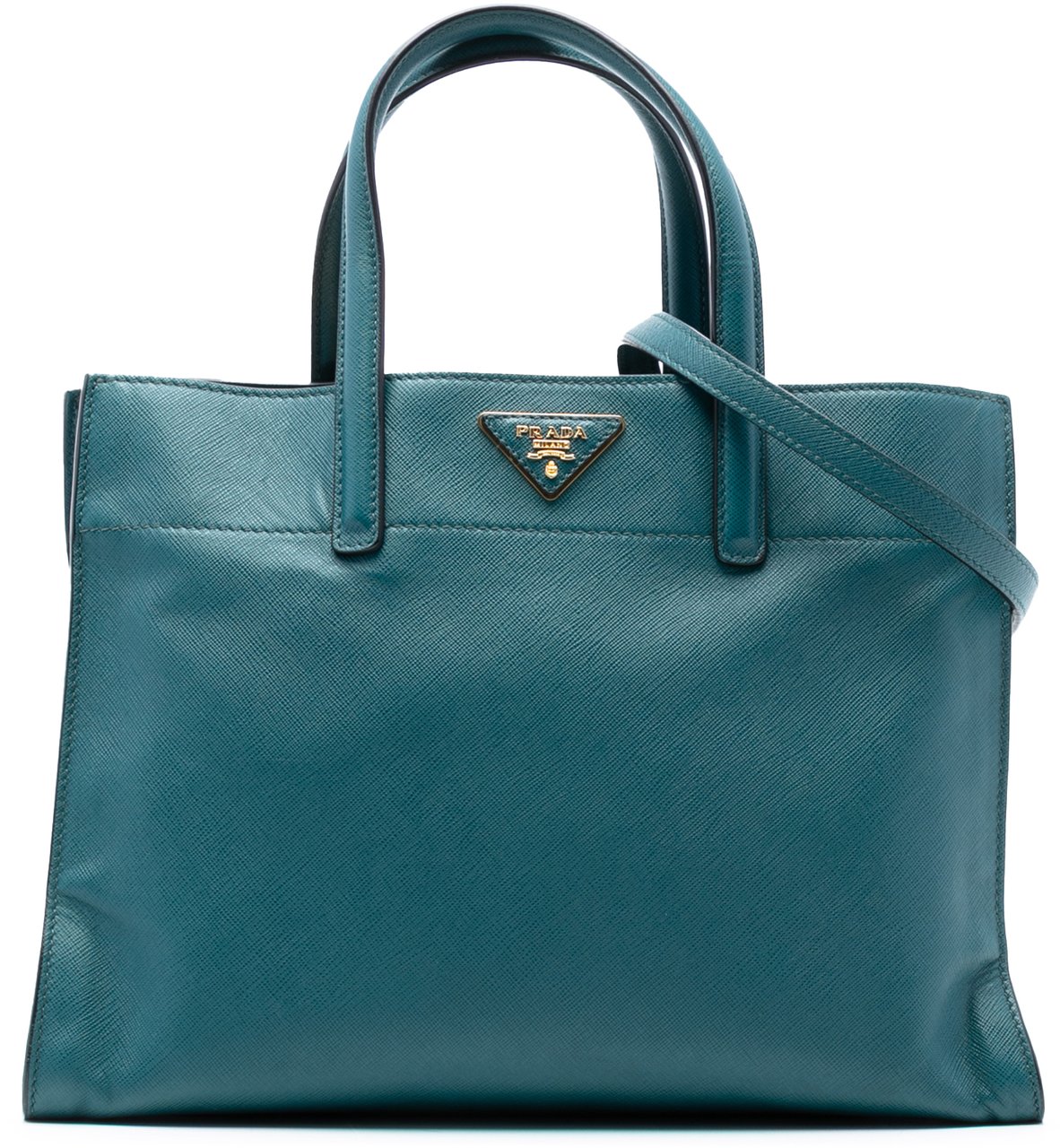 Prada Saffiano Soft Triple Pocket Tote Blauw