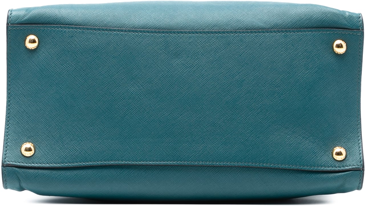 Prada Saffiano Soft Triple Pocket Tote Blauw