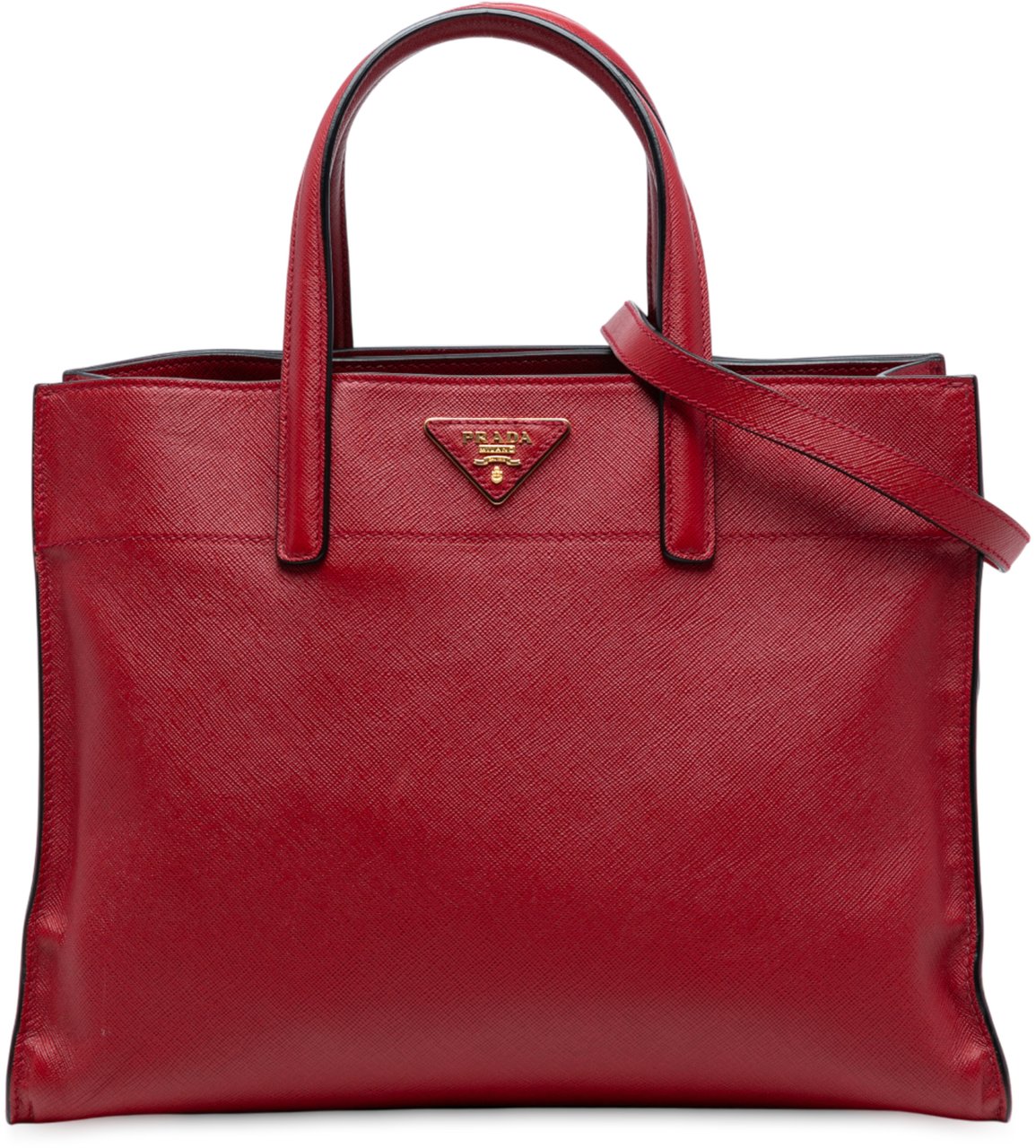 Prada Saffiano Soft Triple Pocket Tote Rood
