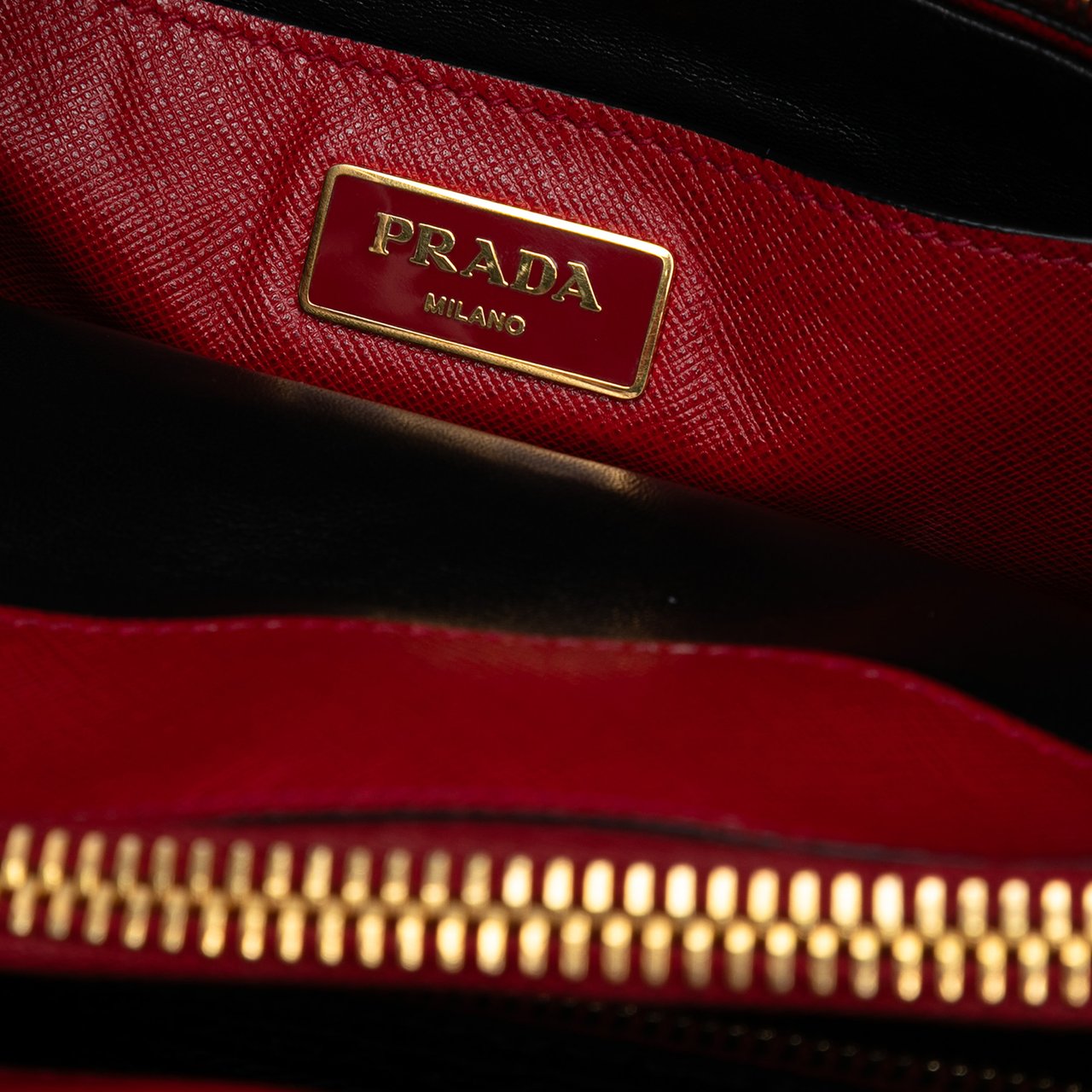 Prada Saffiano Soft Triple Pocket Tote Rood