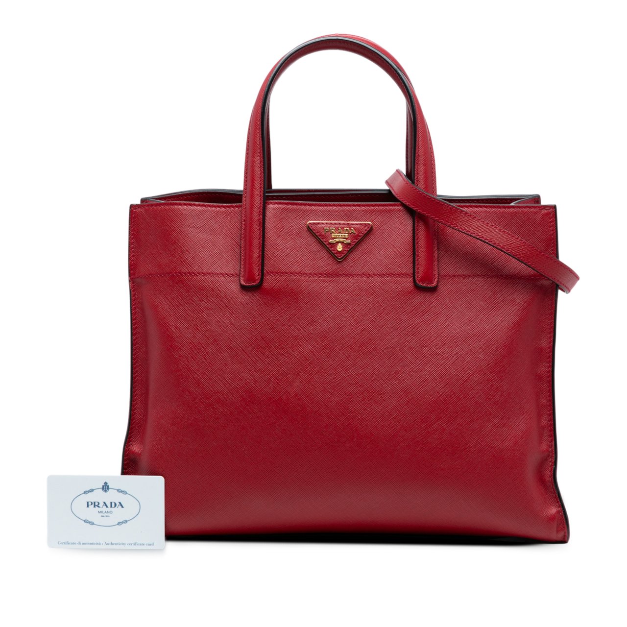 Prada Saffiano Soft Triple Pocket Tote Rood