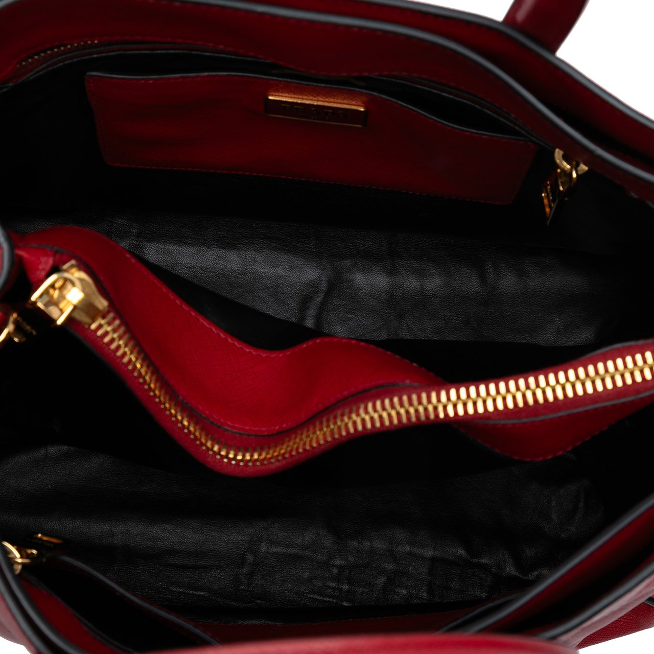 Prada Saffiano Soft Triple Pocket Tote Rood