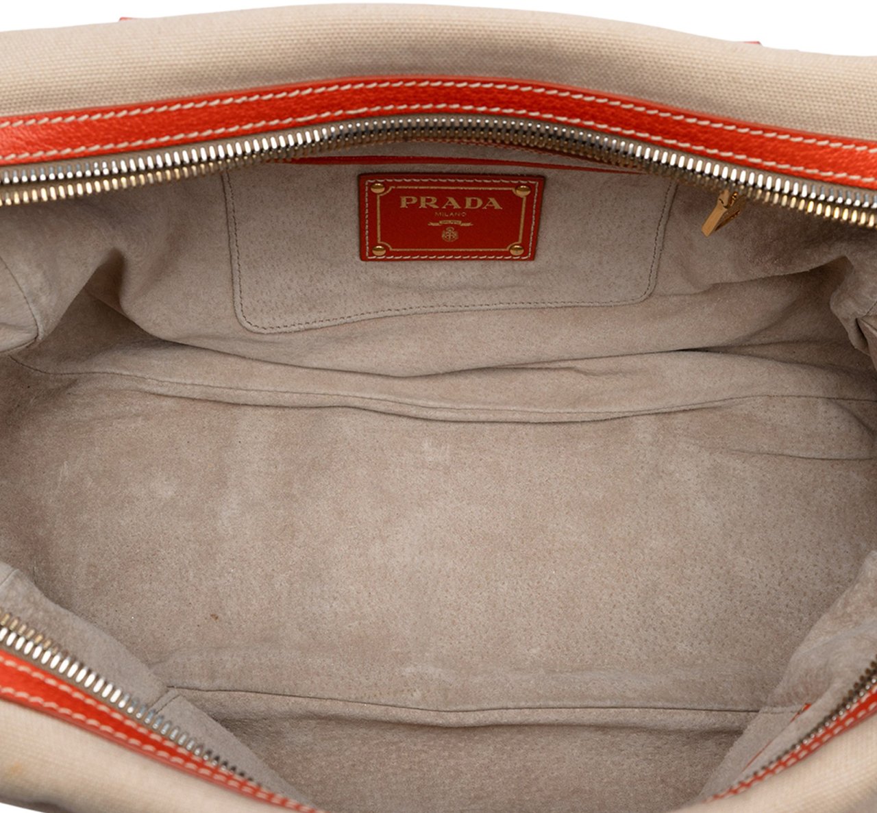 Prada Cinghial Trimmed Canvas Canapa Satchel Bruin