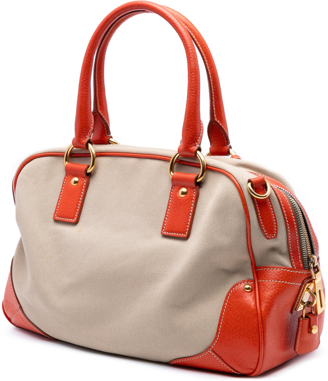 Prada Cinghial Trimmed Canvas Canapa Satchel Bruin