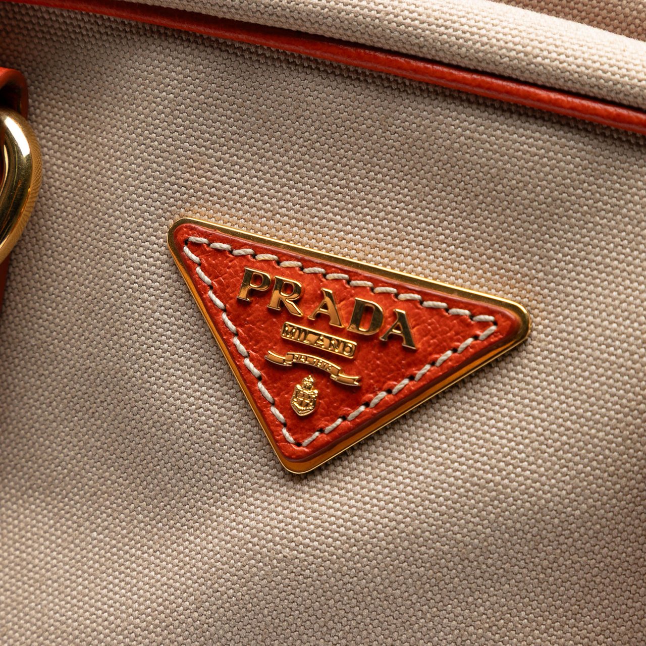 Prada Cinghial Trimmed Canvas Canapa Satchel Bruin