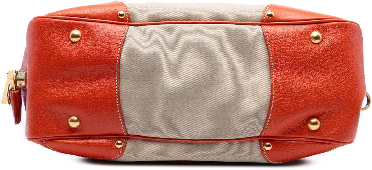 Prada Cinghial Trimmed Canvas Canapa Satchel Bruin