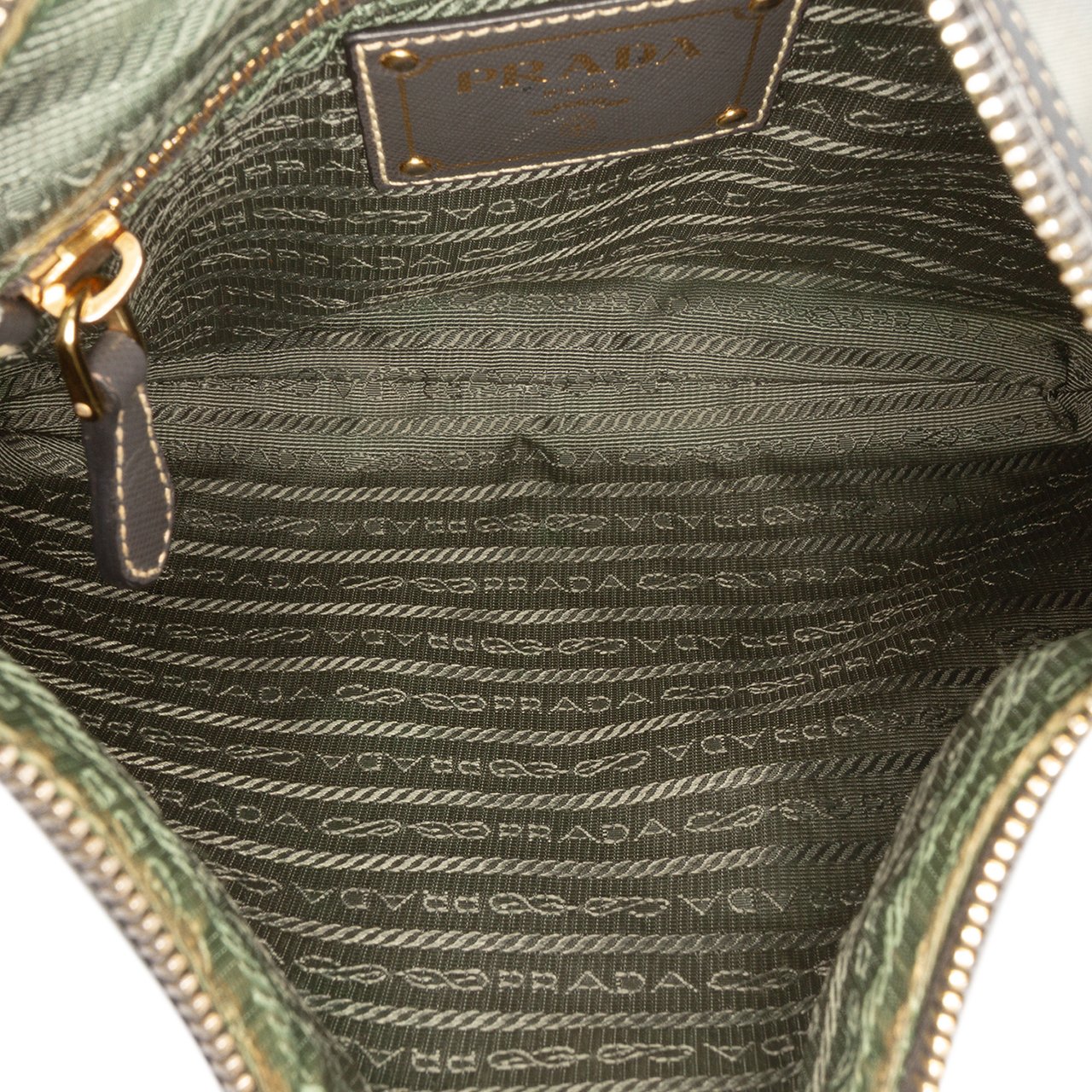 Prada Saffiano Trimmed Tessuto Crossbody Grijs