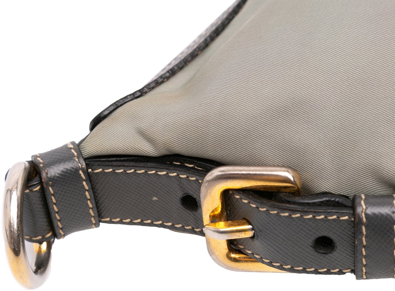 Prada Saffiano Trimmed Tessuto Crossbody Grijs