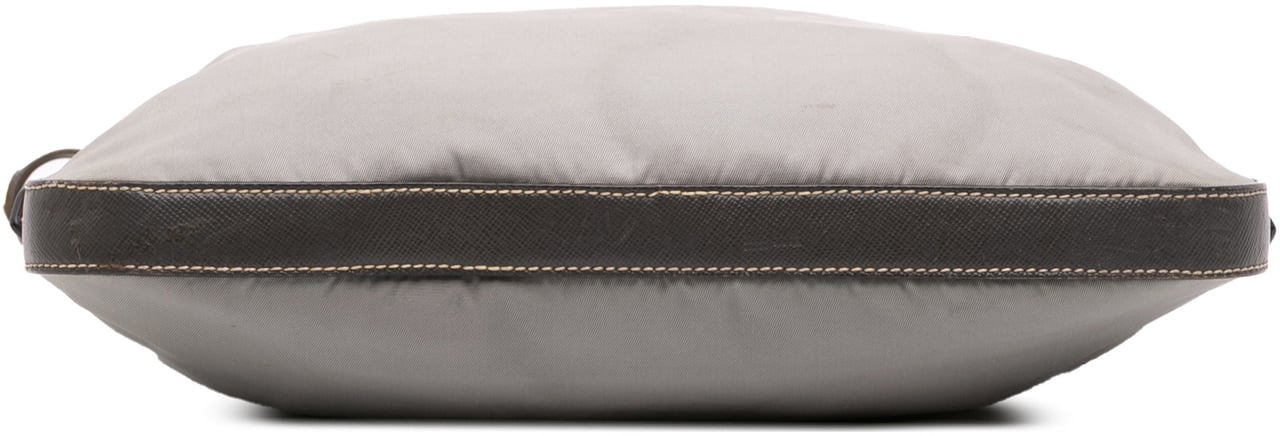Prada Saffiano Trimmed Tessuto Crossbody Grijs