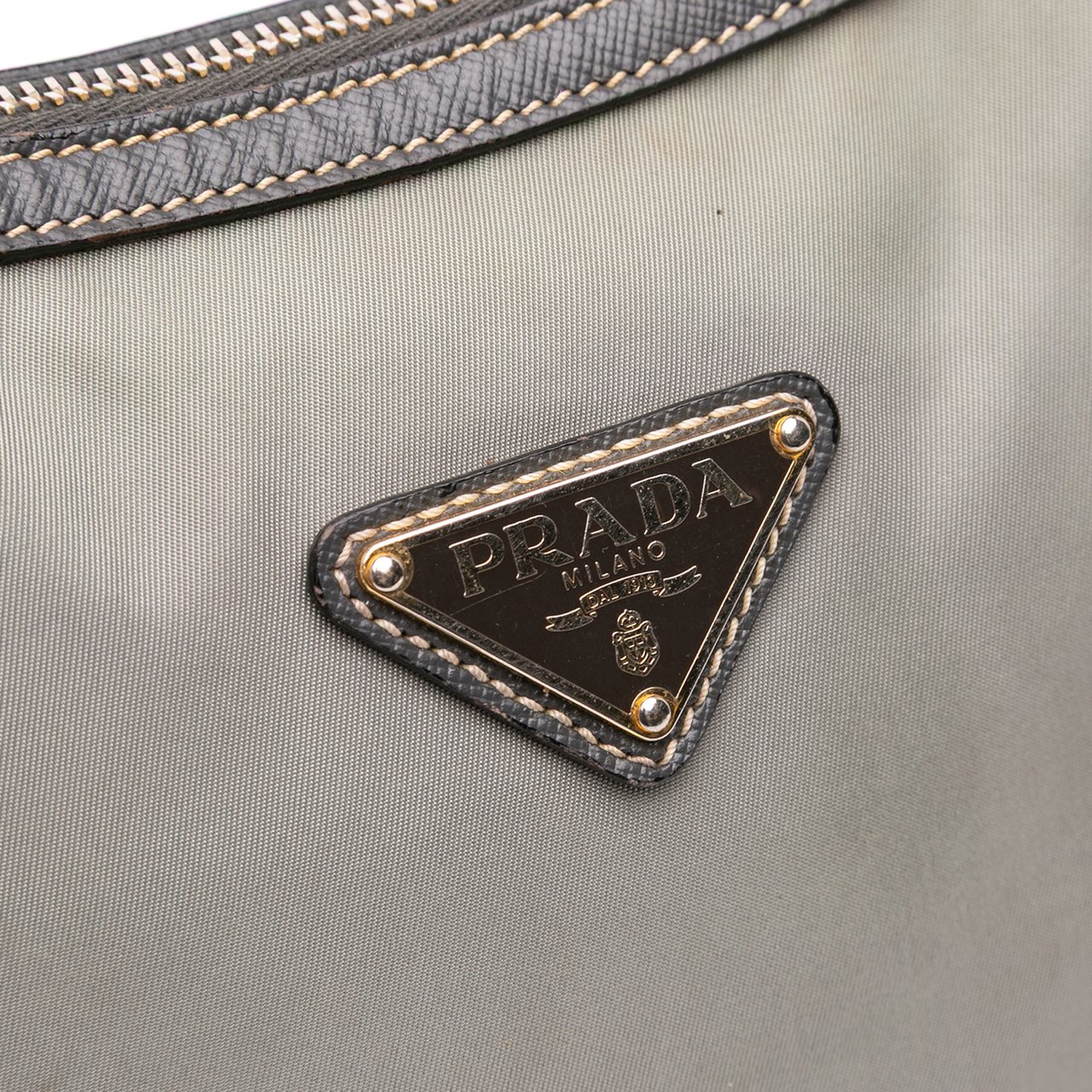 Prada Saffiano Trimmed Tessuto Crossbody Grijs