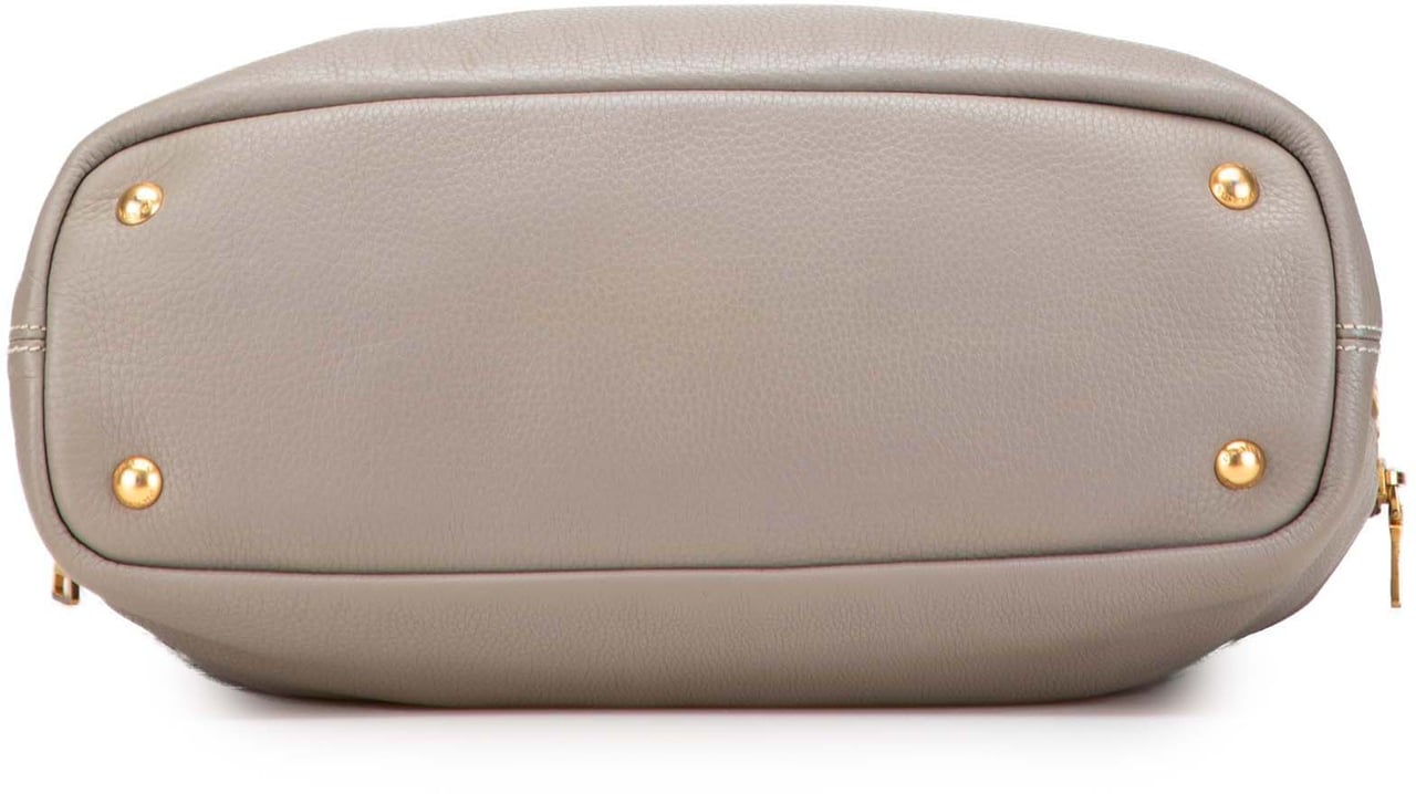 Prada Vitello Daino Side Zip Shopper Tote Grijs