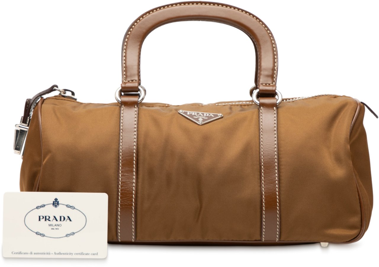 Prada Tessuto Bauletto Bag Bruin