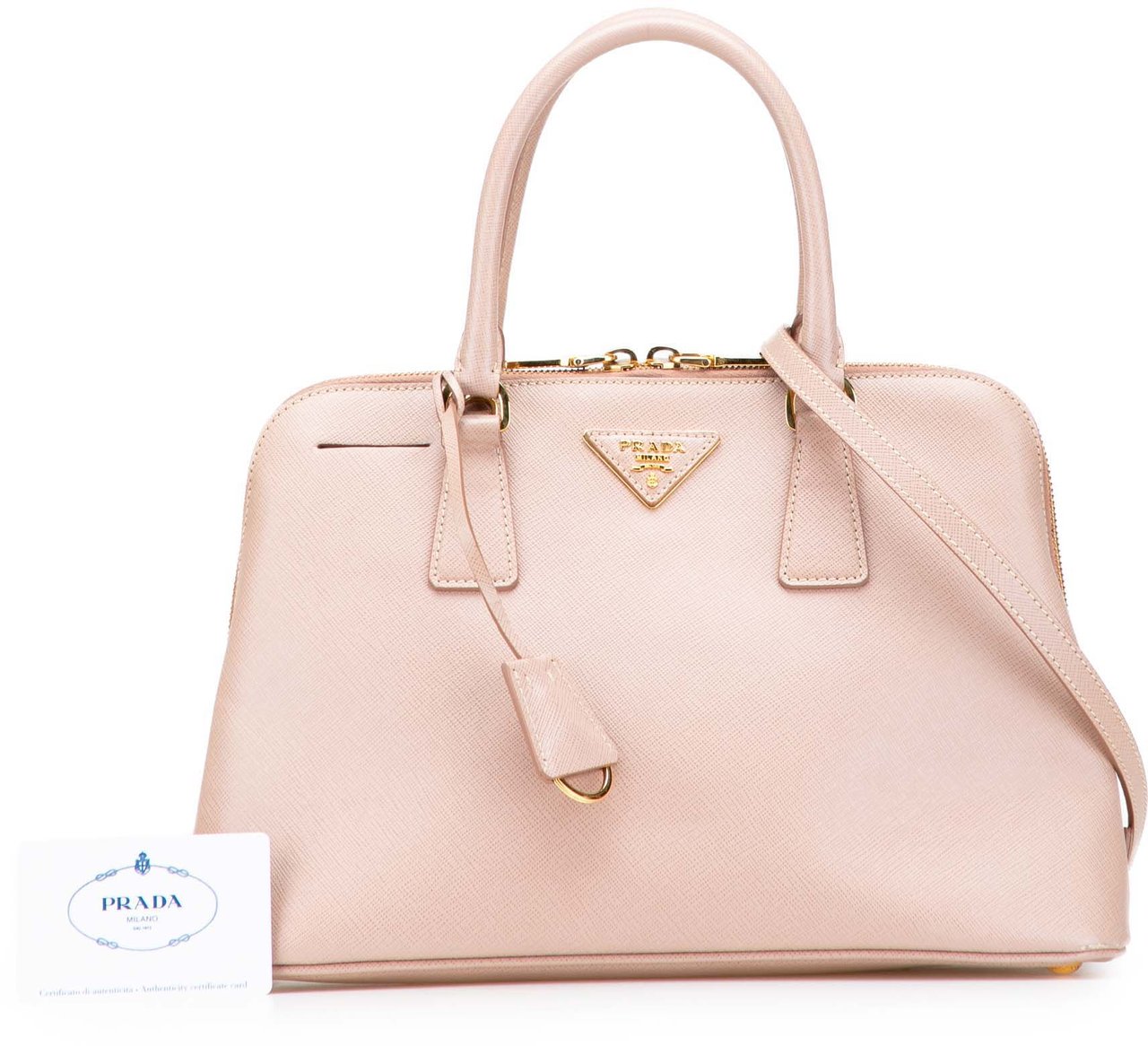 Prada Medium Saffiano Lux Promenade Satchel Roze