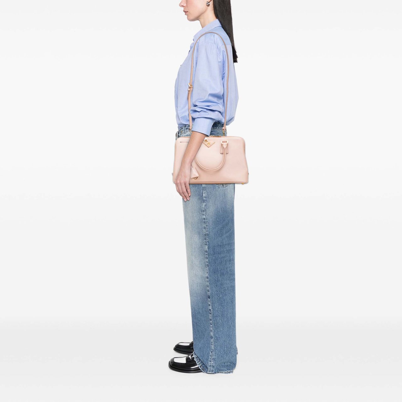 Prada Medium Saffiano Lux Promenade Satchel Roze