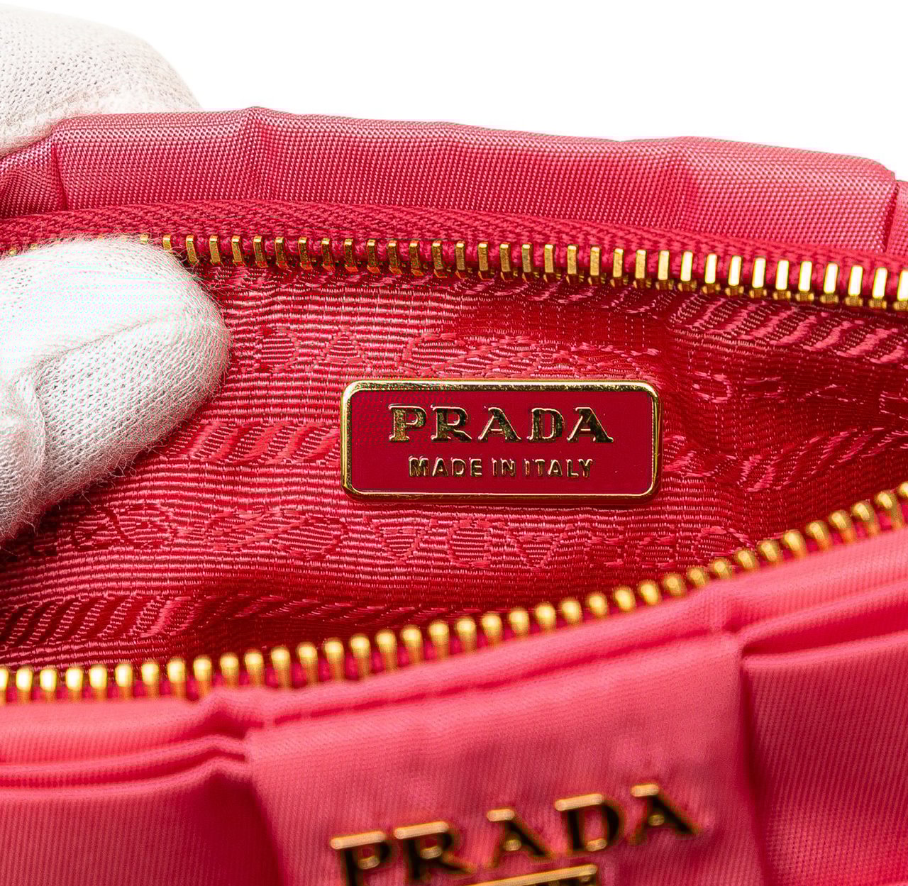 Prada Tessuto Bow Wristlet Clutch Roze