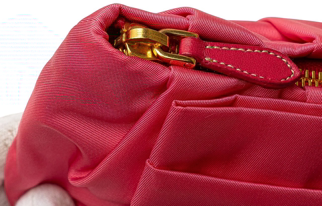 Prada Tessuto Bow Wristlet Clutch Roze