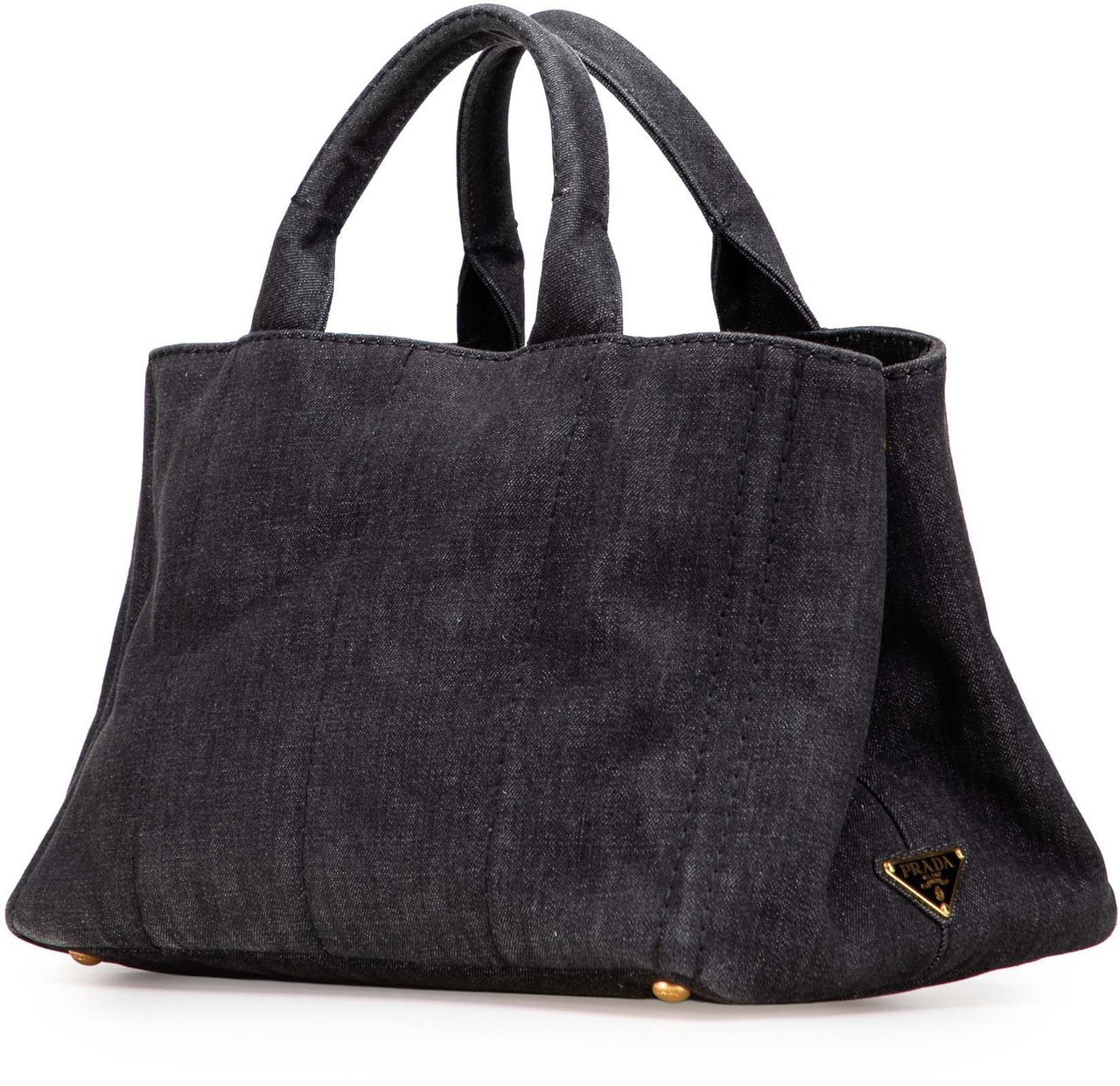 Prada Denim Canapa Logo Satchel Grijs