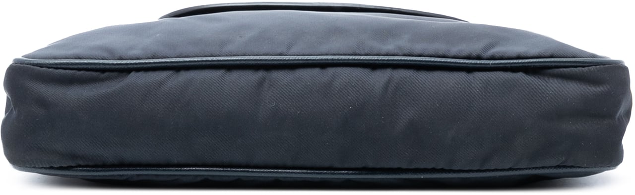 Prada Saffiano Trimmed Tessuto Chain Crossbody Zwart