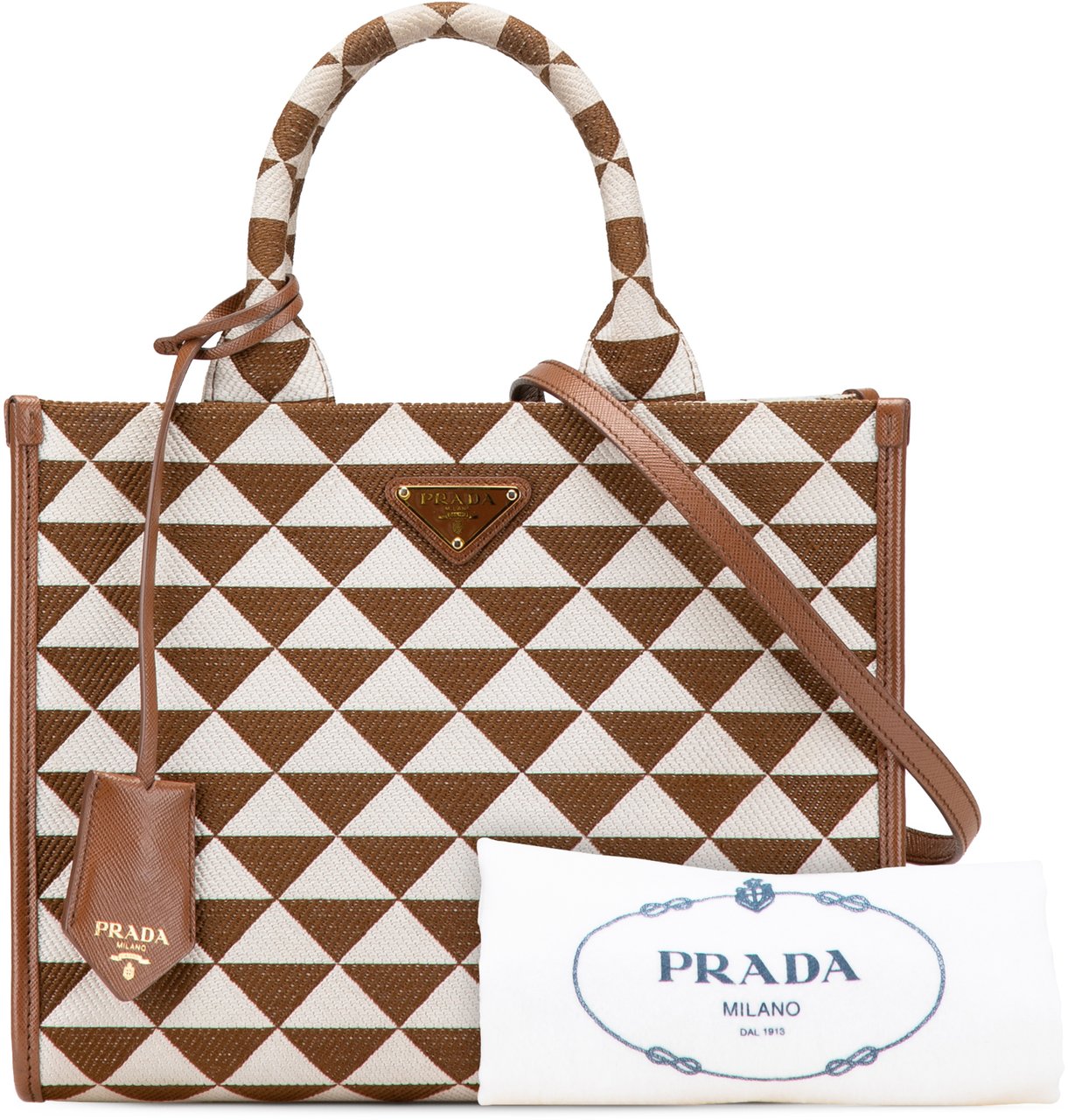 Prada Small Canvas Symbole Triangolo Satchel Bruin