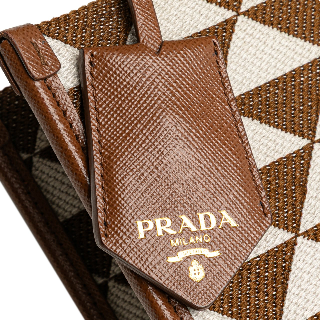 Prada Small Canvas Symbole Triangolo Satchel Bruin