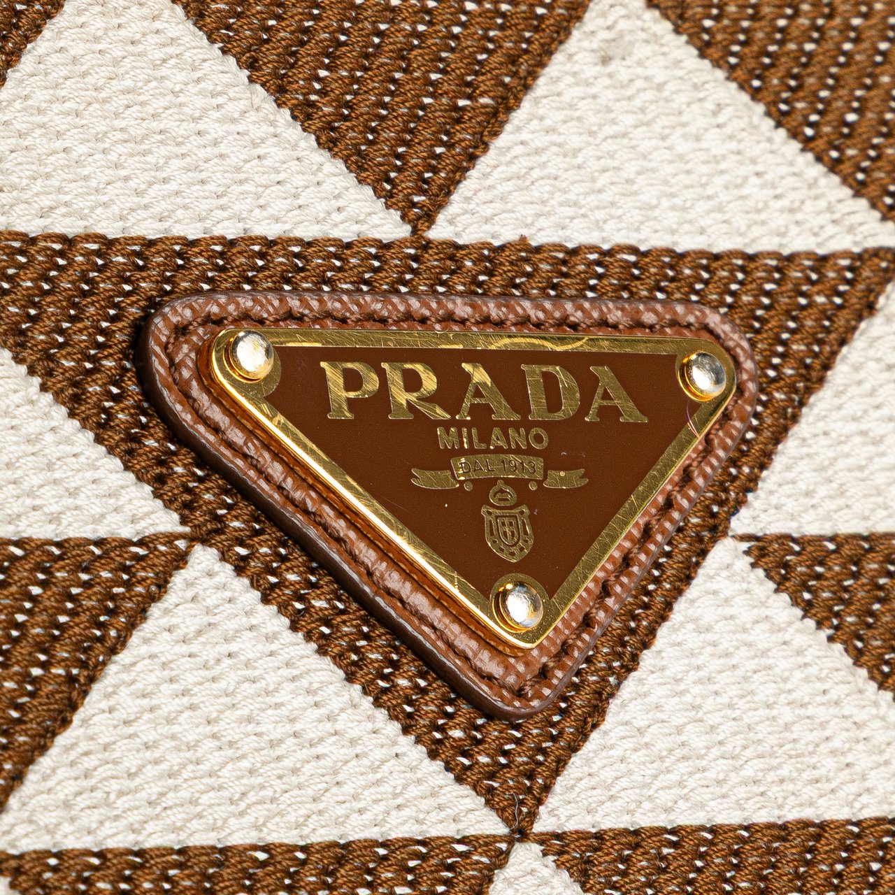 Prada Small Canvas Symbole Triangolo Satchel Bruin