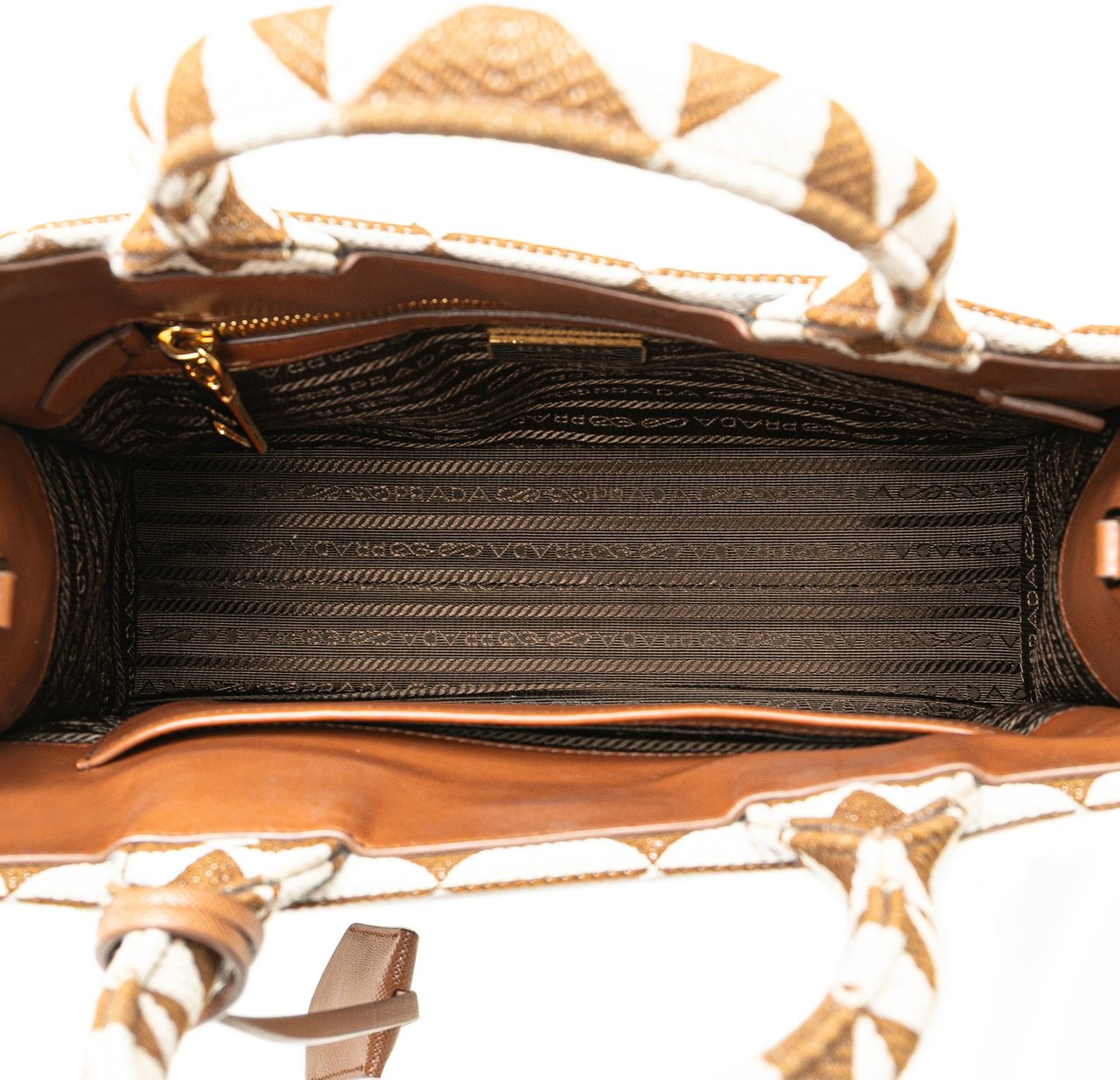 Prada Small Canvas Symbole Triangolo Satchel Bruin