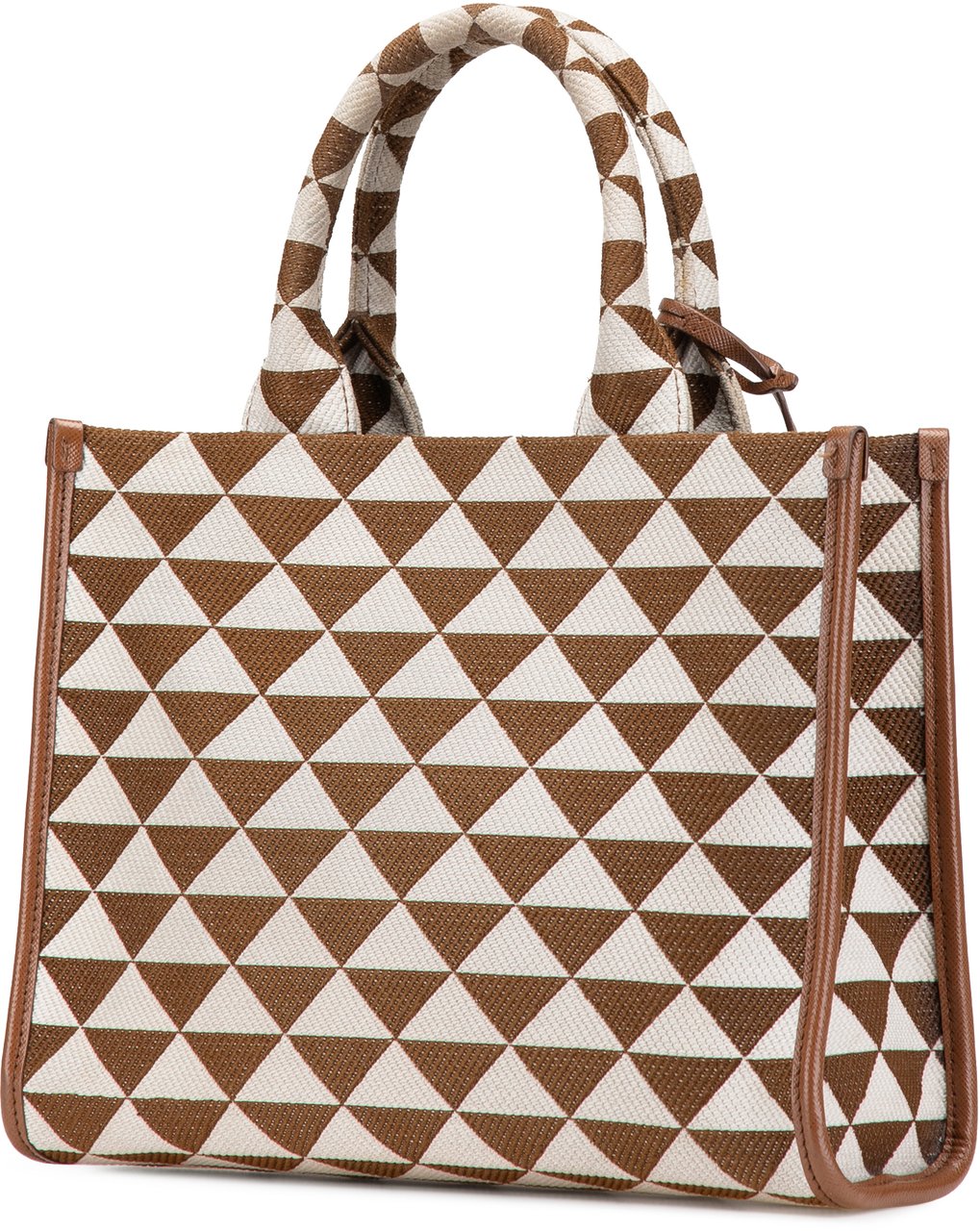 Prada Small Canvas Symbole Triangolo Satchel Bruin