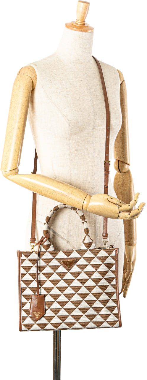 Prada Small Canvas Symbole Triangolo Satchel Bruin
