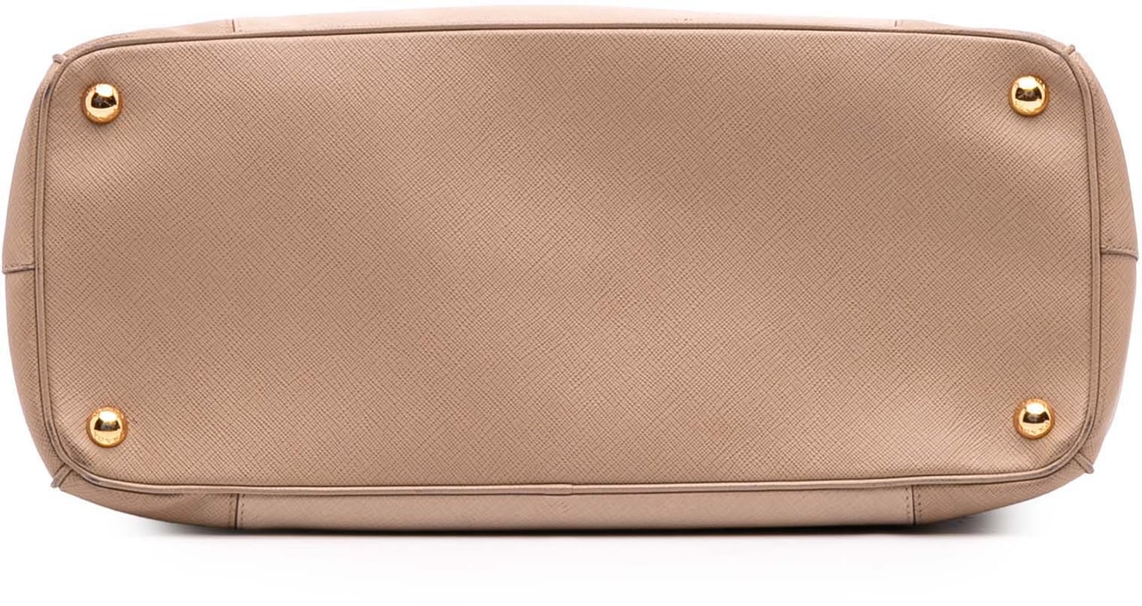 Prada Large Bicolor Saffiano Lux Galleria Double Zip Satchel Bruin
