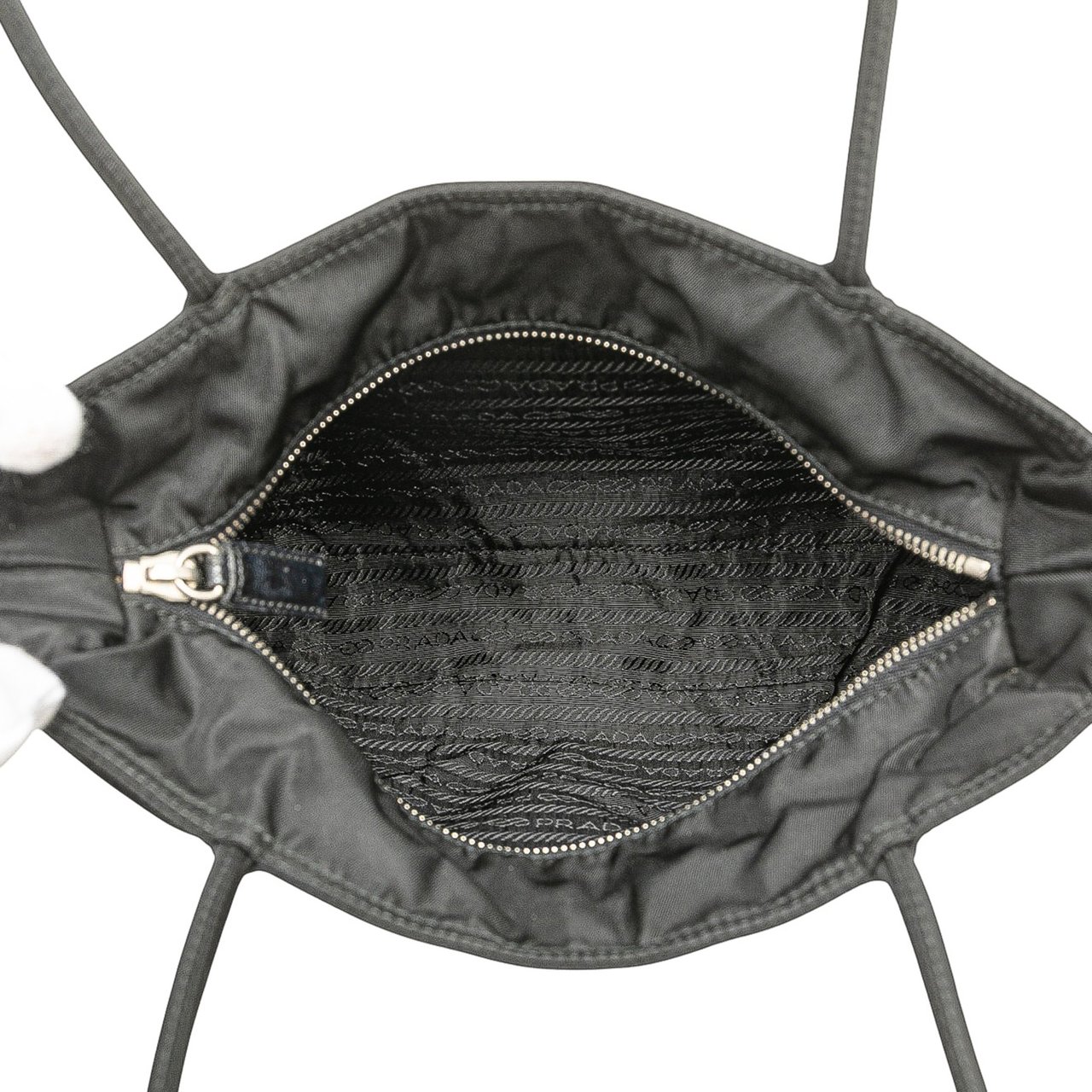 Prada Spazzolato Trimmed Tessuto Tote Zwart