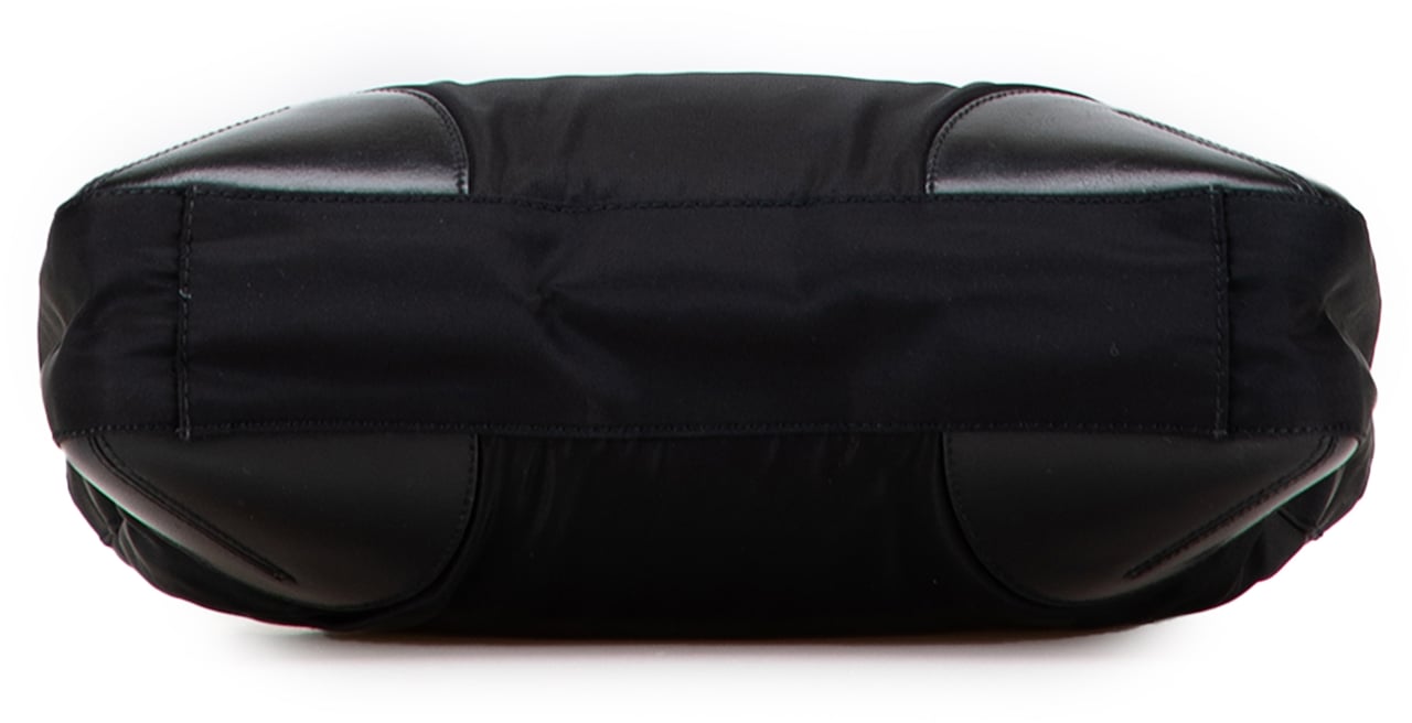 Prada Spazzolato Trimmed Tessuto Tote Zwart
