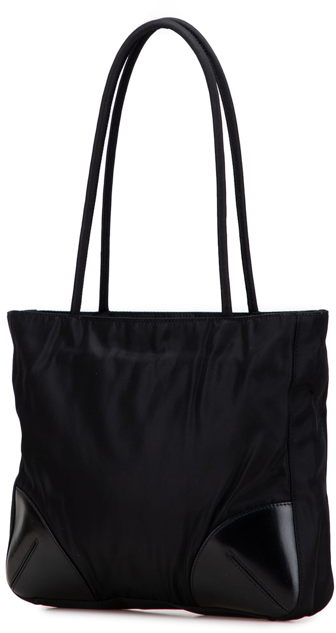 Prada Spazzolato Trimmed Tessuto Tote Zwart
