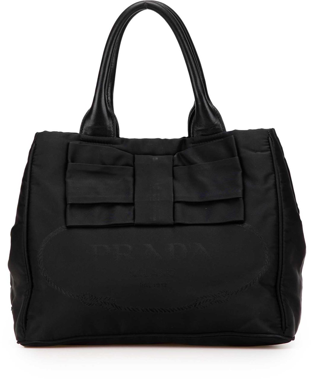 Prada Tessuto Canapa Logo Bow Satchel Zwart