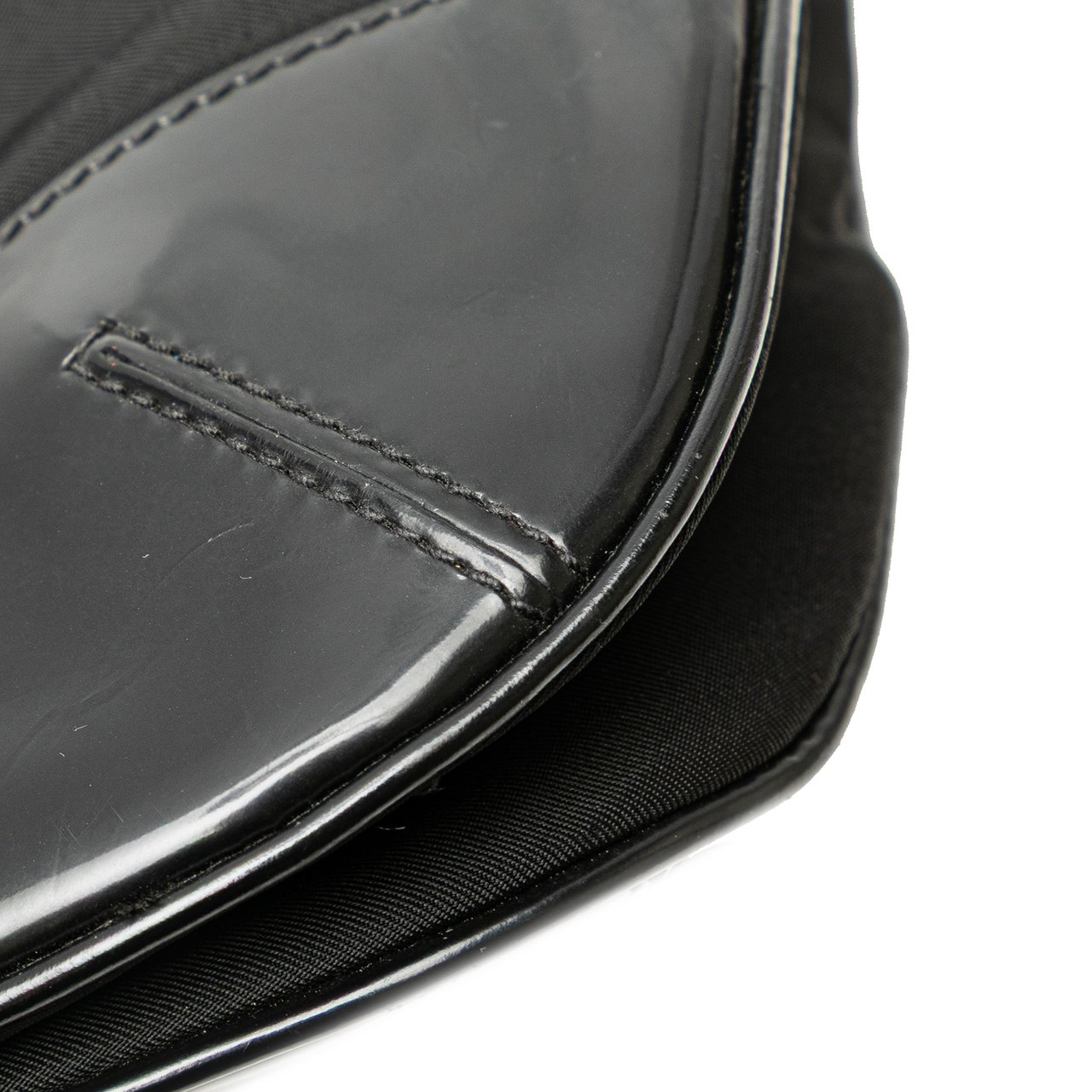 Prada Vitello Trimmed Tessuto Zip Top Crossbody Zwart